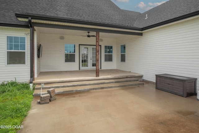 4610 W Amber Rd, Joplin, MO 64804 - view of patio / terrace featuring french doors and a ceiling fan