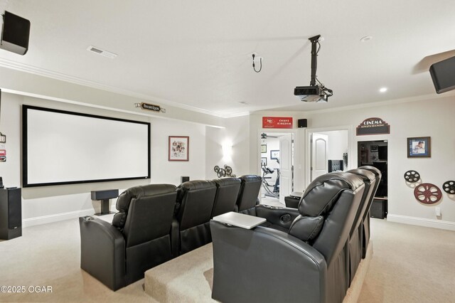 1641 Alexandra Dr, Carthage, MO 64836 - home theater room with crown molding and light carpet