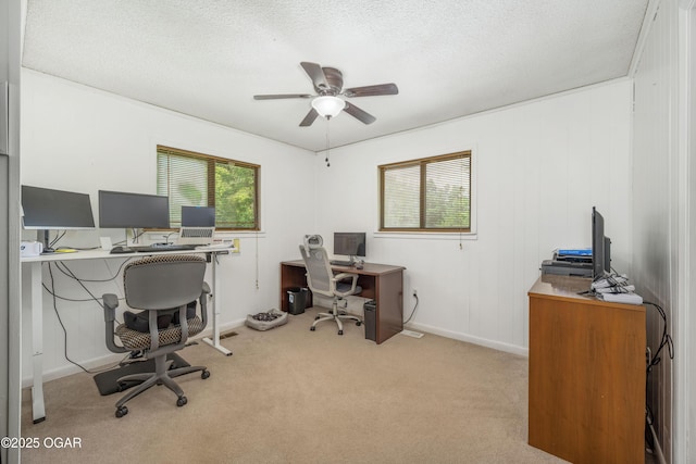 214 S Ozark Trl, Goodman, MO 64843 - office featuring a ceiling fan, carpet flooring, and a textured ceiling