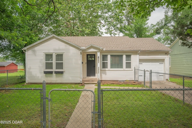 424 S Mcconnell Ave, Joplin, MO 64801 - view of front facade with a gate, a fenced front yard, a garage, and driveway