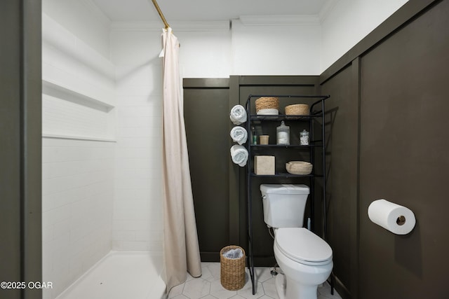 424 S Mcconnell Ave, Joplin, MO 64801 - full bathroom with crown molding, a stall shower, and tile patterned flooring