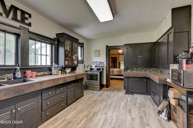 7614 Apple, Sarcoxie, MO 64862 - kitchen with stainless steel appliances, light wood finished floors, and a ceiling fan