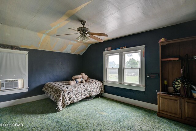 7614 Apple, Sarcoxie, MO 64862 - bedroom featuring carpet floors, lofted ceiling, a ceiling fan, and cooling unit