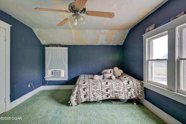 7614 Apple, Sarcoxie, MO 64862 - carpeted bedroom with lofted ceiling, cooling unit, and ceiling fan