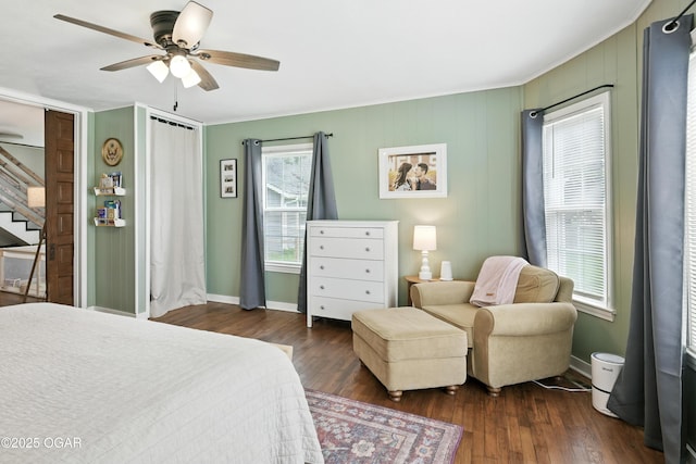 301 N 1st St, Jasper, MO 64755 - bedroom with dark wood-type flooring, a ceiling fan, and crown molding