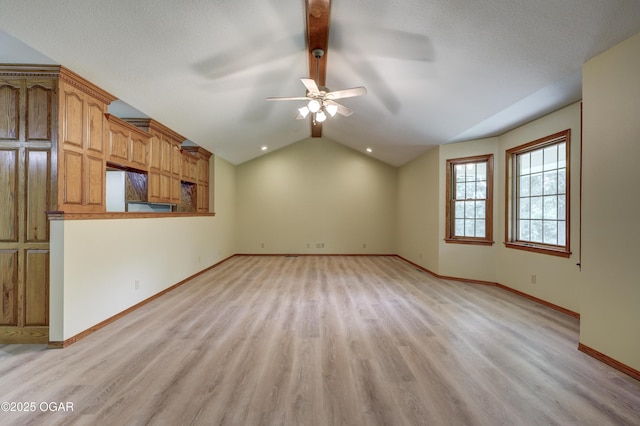 6181 County Lane 306, Carl Junction, MO 64834 - unfurnished living room with light wood-style flooring, a ceiling fan, and lofted ceiling