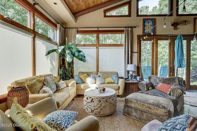 10640 Durango Ln, Carthage, MO 64836 - living area with wood ceiling and high vaulted ceiling