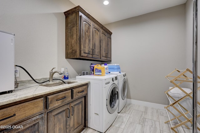 6133 Ridgeview Ct, Joplin, MO 64804 - laundry room with cabinet space, washer and clothes dryer, and recessed lighting