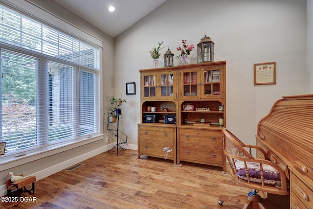 6133 Ridgeview Ct, Joplin, MO 64804 - office area with vaulted ceiling, light wood finished floors, and recessed lighting