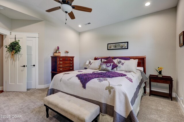 6133 Ridgeview Ct, Joplin, MO 64804 - carpeted bedroom featuring recessed lighting, ceiling fan, and vaulted ceiling