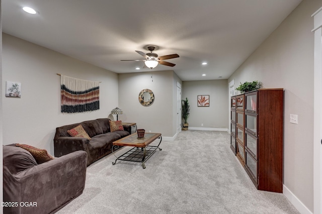 6133 Ridgeview Ct, Joplin, MO 64804 - living area with recessed lighting, a ceiling fan, and light carpet