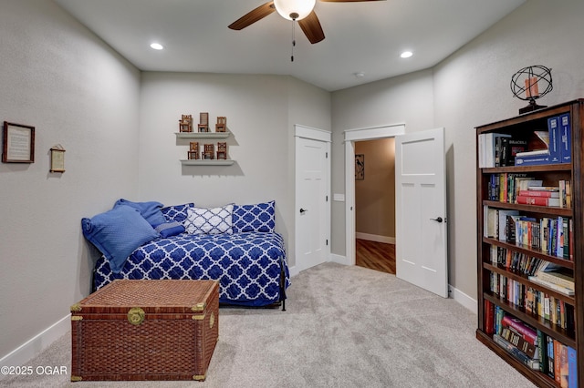 6133 Ridgeview Ct, Joplin, MO 64804 - living area featuring ceiling fan, carpet, and recessed lighting