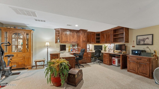 21974 S 1825th Rd, Milo, MO 64767 - office featuring light colored carpet, built in desk, and recessed lighting