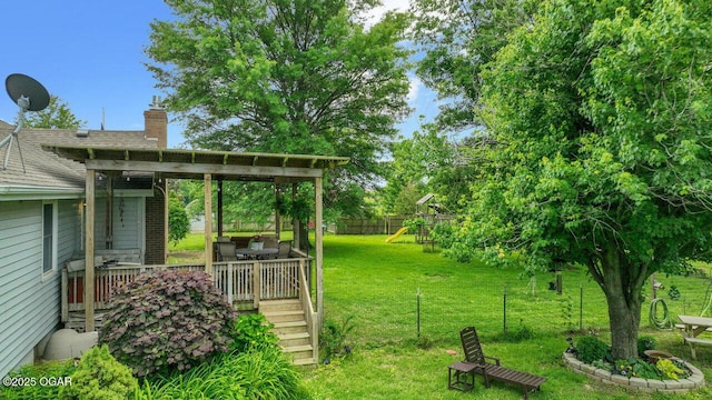 21974 S 1825th Rd, Milo, MO 64767 - view of yard with a playground and a wooden deck