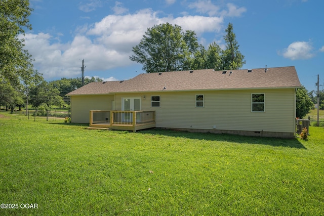 303 Water St, Exeter, MO 65647 - rear view of property with a wooden deck, french doors, and crawl space