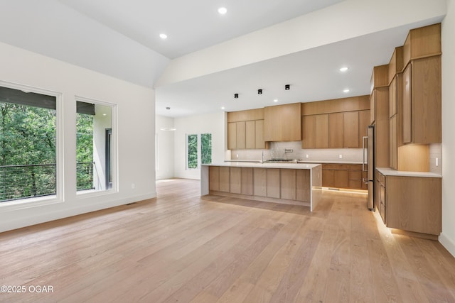 5077 Eagle Valley Dr, Joplin, MO 64804 - kitchen with modern cabinets, light countertops, healthy amount of natural light, light wood-style floors, and recessed lighting