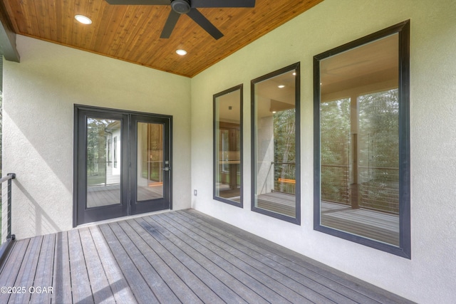 5077 Eagle Valley Dr, Joplin, MO 64804 - wooden terrace featuring a ceiling fan and french doors