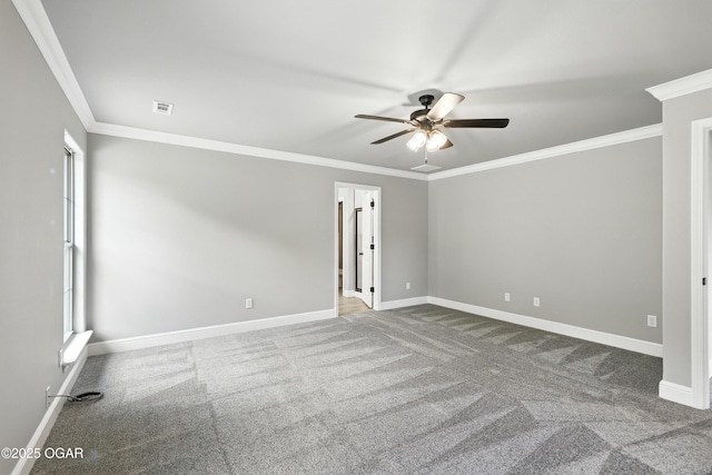 2102 S Greystone Sq, Oronogo, MO 64855 - unfurnished room with crown molding, ceiling fan, and carpet floors
