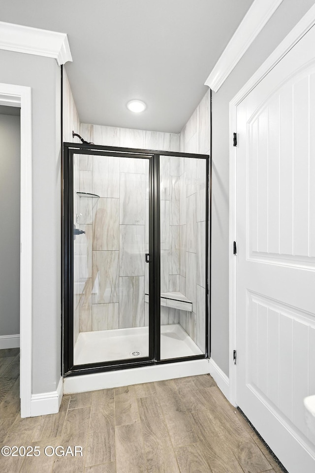 2102 S Greystone Sq, Oronogo, MO 64855 - full bathroom with a shower stall and wood finished floors