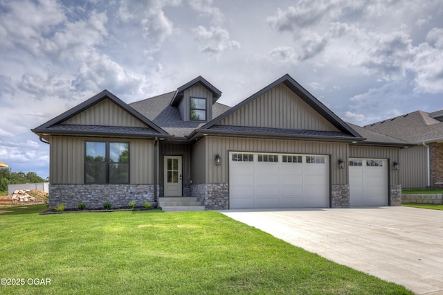 4402 Par Ln, Joplin, MO 64804 - craftsman house featuring stone siding, an attached garage, concrete driveway, and a shingled roof