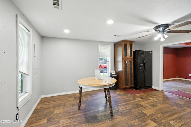 624 N Devon St, Webb City, MO 64870 - dining room featuring wood finished floors, a ceiling fan, plenty of natural light, and recessed lighting