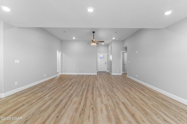 1224 Sheila Ann Dr, Carthage, MO 64836 - unfurnished living room featuring recessed lighting, ceiling fan, and light wood-style flooring