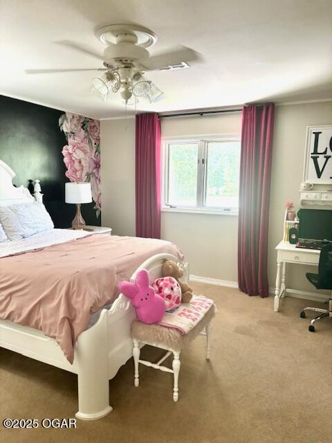 1606 Fairview Ave, Baxter Springs, KS 66713 - carpeted bedroom with a ceiling fan and baseboards