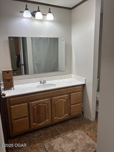 1606 Fairview Ave, Baxter Springs, KS 66713 - bathroom featuring vanity, ornamental molding, and tile patterned floors