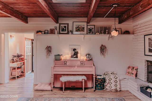 706 S Broadview Dr, Springfield, MO 65809 - living area with a wooden ceiling with exposed beams and wood finished floors