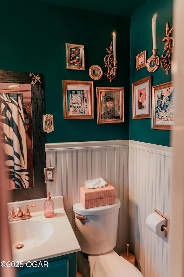 706 S Broadview Dr, Springfield, MO 65809 - bathroom with vanity and a wainscoted wall