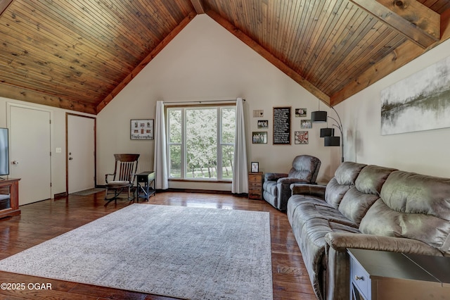 204 Split Rail Dr, Joplin, MO 64801 - living area with dark wood finished floors, high vaulted ceiling, and wood ceiling