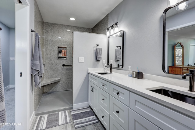 204 Split Rail Dr, Joplin, MO 64801 - full bath featuring double vanity, a walk in shower, and recessed lighting