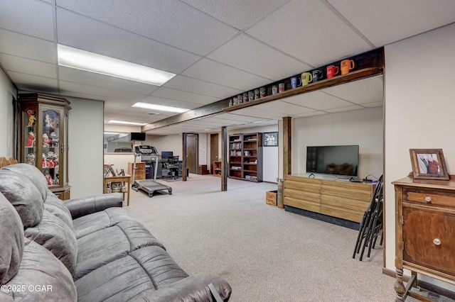 204 Split Rail Dr, Joplin, MO 64801 - living room featuring a drop ceiling and carpet flooring