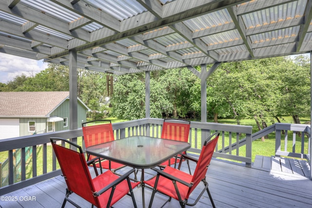 204 Split Rail Dr, Joplin, MO 64801 - wooden deck featuring outdoor dining area and a lawn