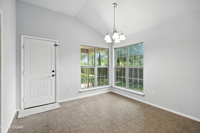 305 Anita Dr, Carl Junction, MO 64834 - unfurnished dining area with a chandelier and lofted ceiling