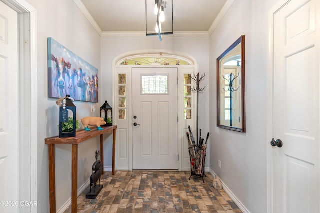 3101 Shore Dr, Grove, OK 74344 - foyer featuring crown molding and stone finish flooring