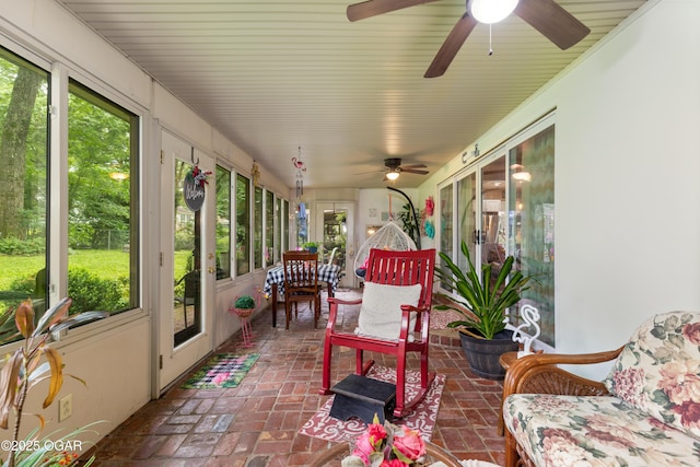 3101 Shore Dr, Grove, OK 74344 - sunroom featuring ceiling fan and plenty of natural light