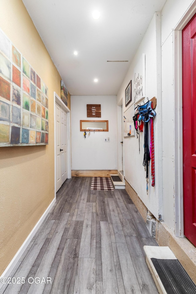 3101 Shore Dr, Grove, OK 74344 - hallway with wood finished floors and recessed lighting