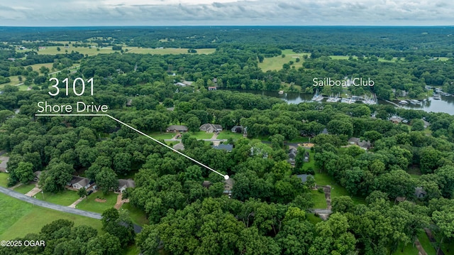 3101 Shore Dr, Grove, OK 74344 - aerial overview of property's location featuring a nearby body of water and property boundaries highlighted