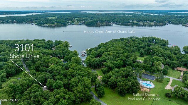 3101 Shore Dr, Grove, OK 74344 - aerial view of a nearby body of water and a forest