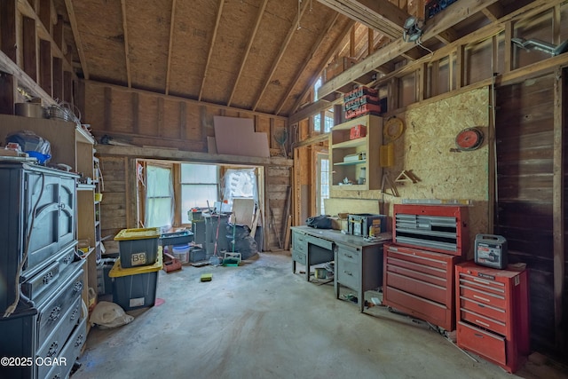 1021 Glendale Rd, Joplin, MO 64804 - miscellaneous room with vaulted ceiling and concrete flooring