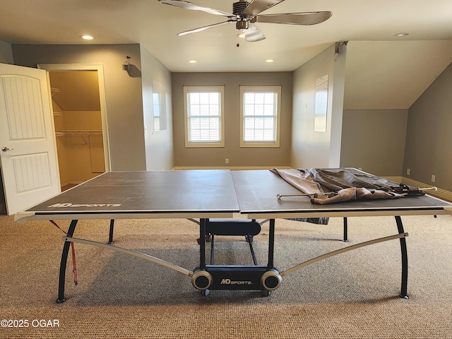1502 E 7th St, Lamar, MO 64759 - playroom with ceiling fan, recessed lighting, and carpet