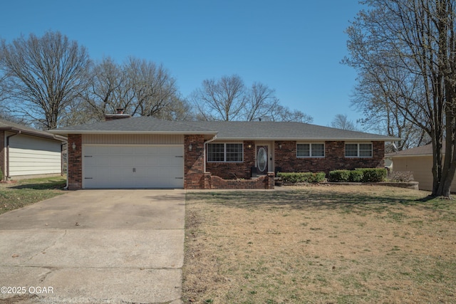 3701 College View Dr, Joplin, MO 64801 - ranch-style home featuring an attached garage, brick siding, driveway, and a front lawn