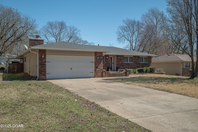 3701 College View Dr, Joplin, MO 64801 - single story home featuring an attached garage, brick siding, driveway, and a chimney