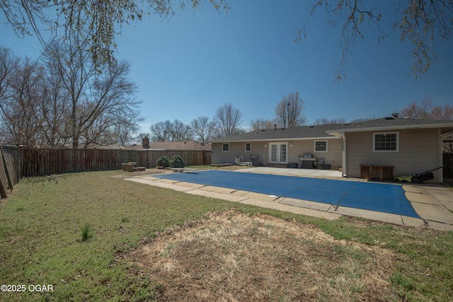 3701 College View Dr, Joplin, MO 64801 - view of pool featuring french doors, a fenced backyard, a patio, and grilling area
