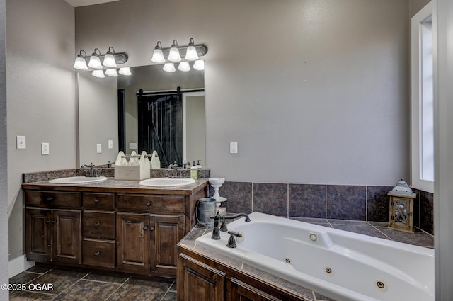 917 Monroe Cir, Carl Junction, MO 64834 - bathroom with a jetted tub, double vanity, and a shower
