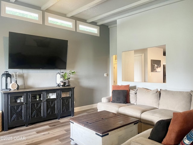 1060 Baxter St, Neosho, MO 64850 - living room featuring beam ceiling and wood finished floors