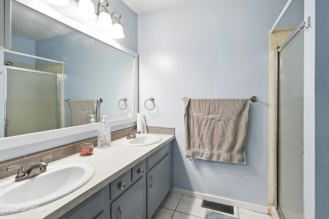 1901 Laura Ln, Joplin, MO 64801 - bathroom with marble finish flooring, double vanity, and a shower stall