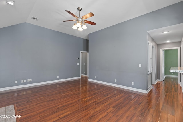 119 Jared Blvd, Webb City, MO 64870 - empty room featuring ceiling fan, wood finished floors, and lofted ceiling