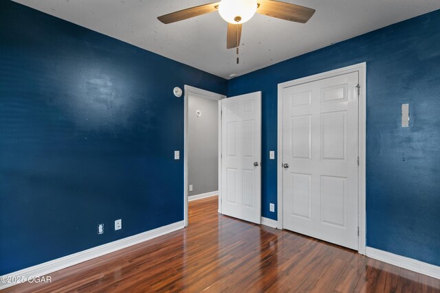 119 Jared Blvd, Webb City, MO 64870 - unfurnished bedroom featuring wood finished floors and ceiling fan